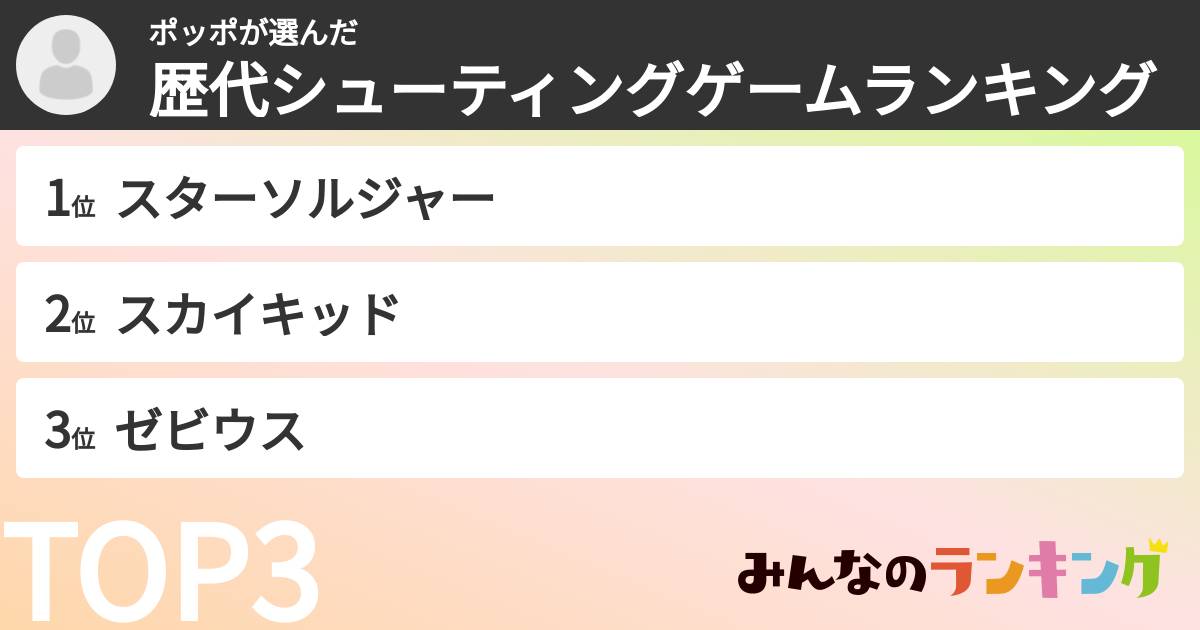 ポッポさんの「歴代シューティングゲームランキング」