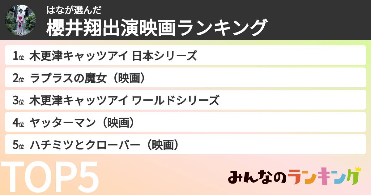 はなさんの「櫻井翔出演映画ランキング」