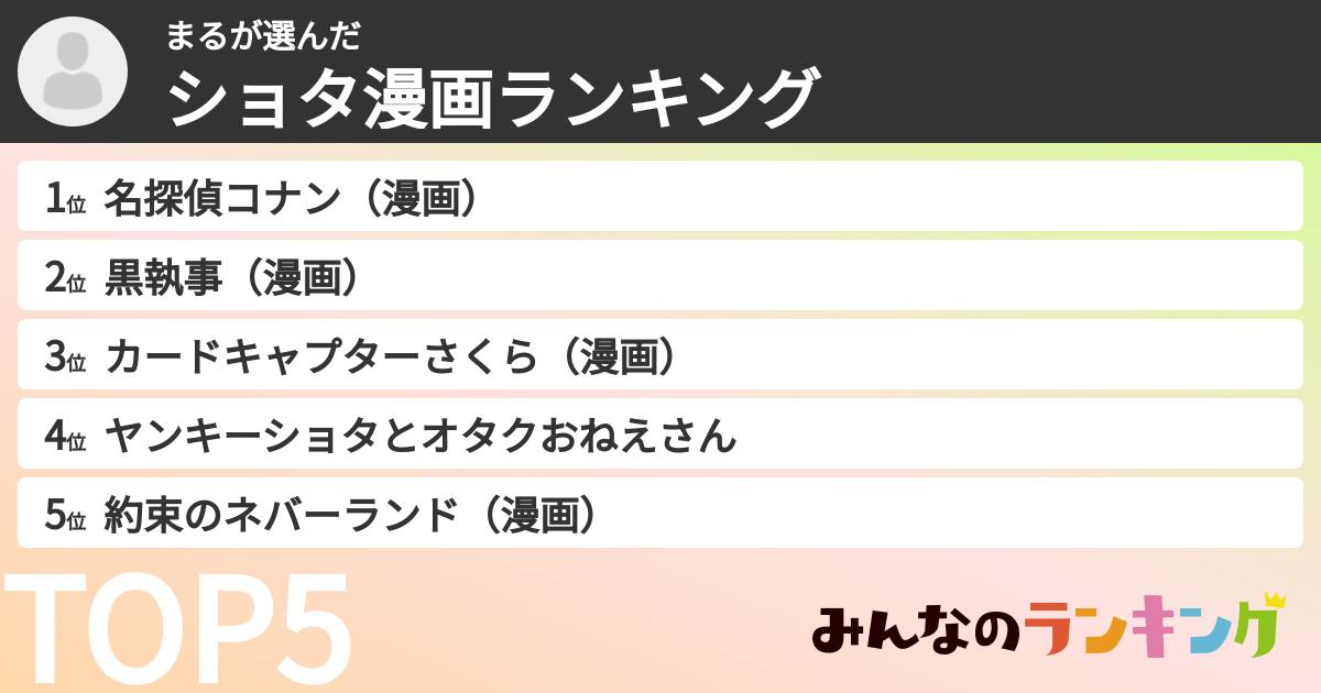 まるさんの「ショタ漫画ランキング」