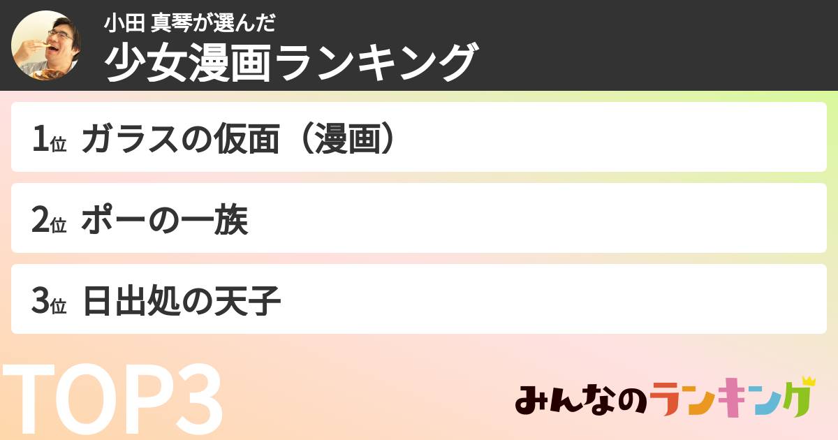 小田 真琴さんの「少女漫画ランキング」
