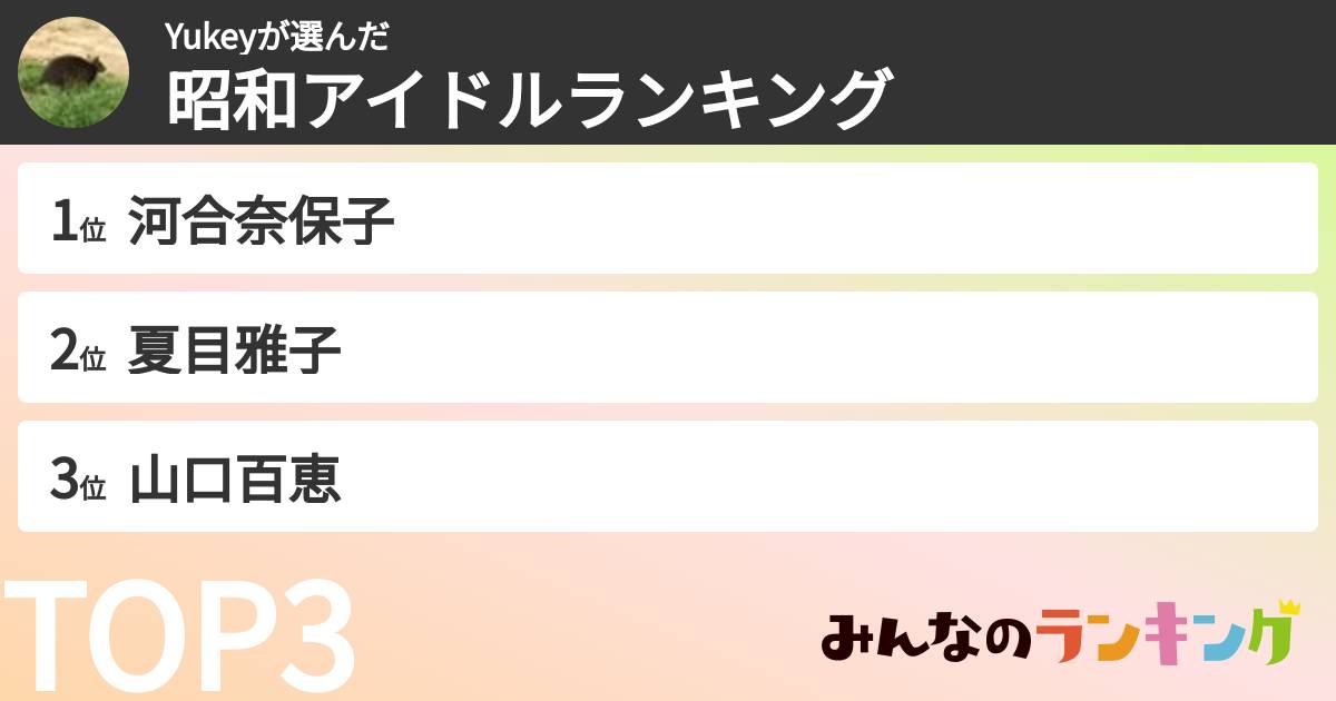 Yukeyさんの「昭和アイドルランキング」