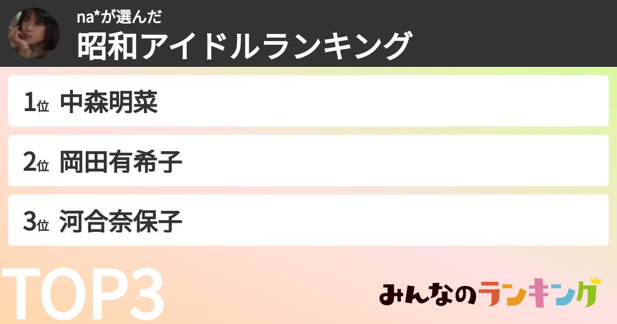 na*さんの「昭和アイドルランキング」