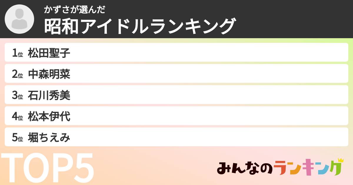 かずささんの「昭和アイドルランキング」