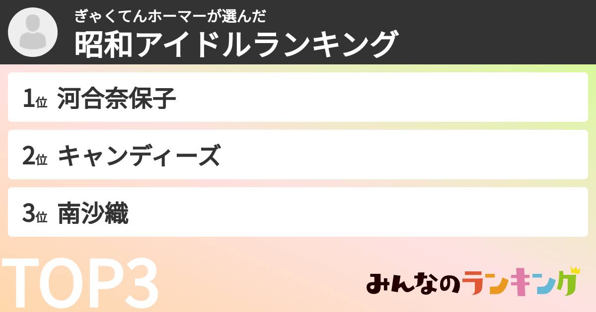 ぎゃくてんホーマーさんの「昭和アイドルランキング」