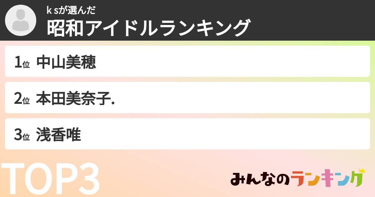 k sさんの「昭和アイドルランキング」