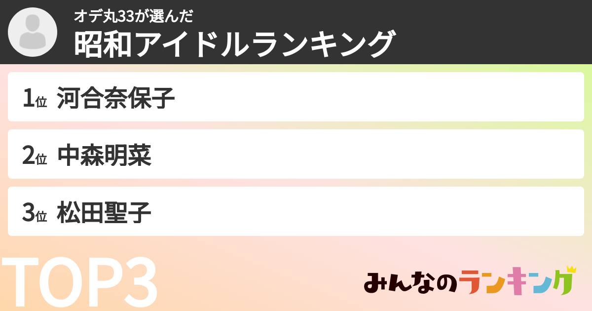 オデ丸33さんの「昭和アイドルランキング」