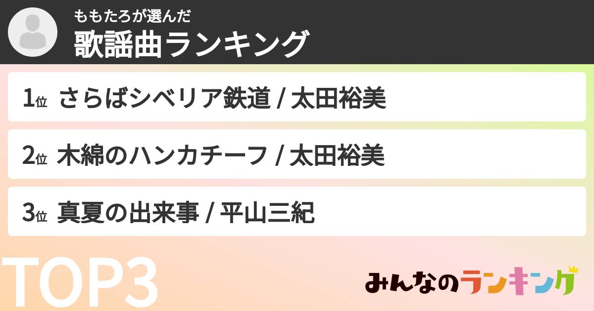 ももたろさんの「歌謡曲ランキング」