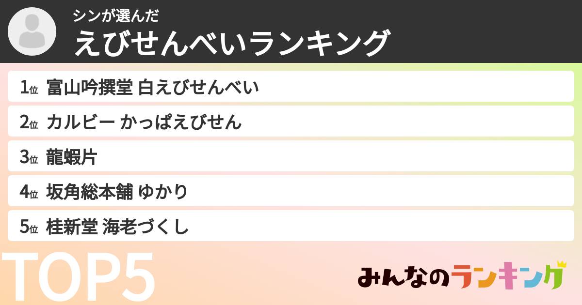 シンさんの「えびせんべいランキング」