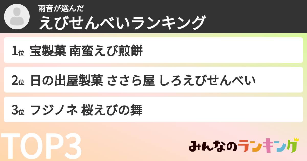 雨音さんの「えびせんべいランキング」