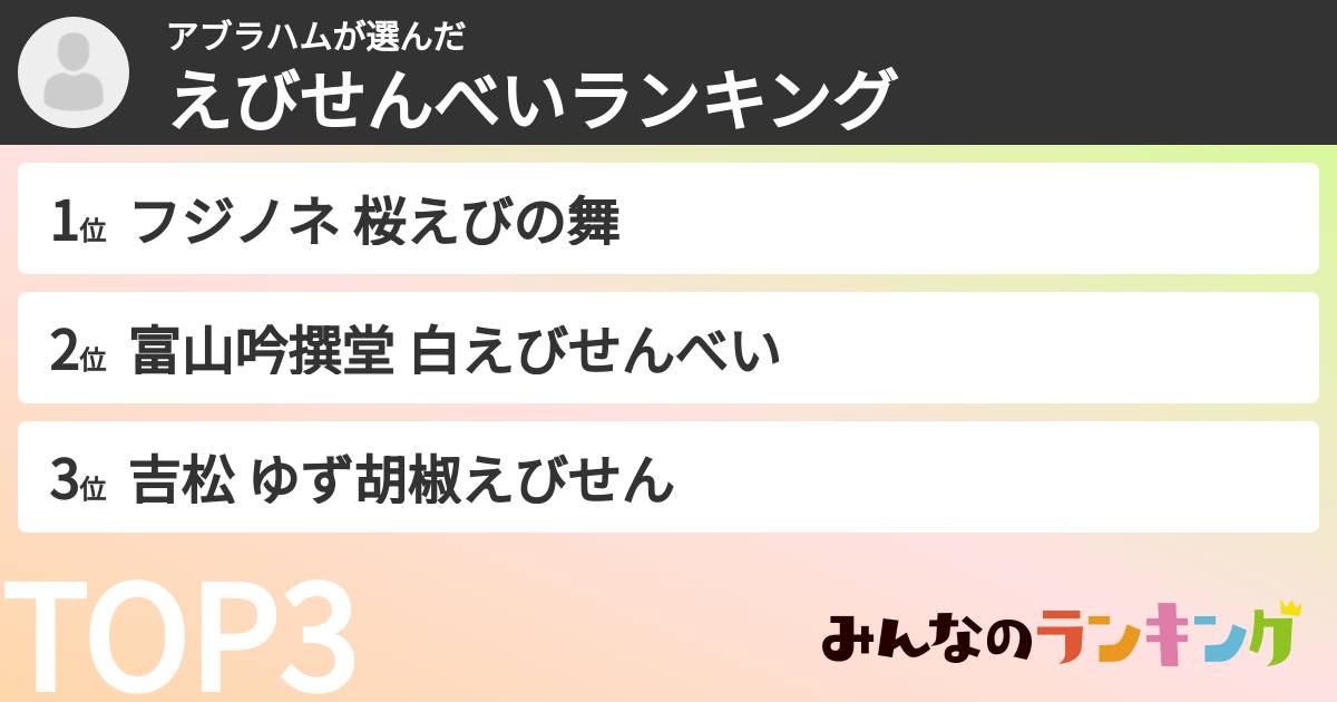 アブラハムさんの「えびせんべいランキング」