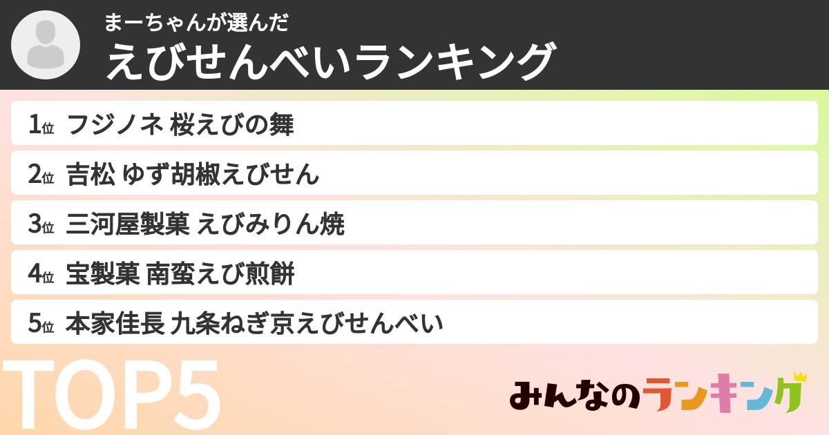 まーちゃんさんの「えびせんべいランキング」