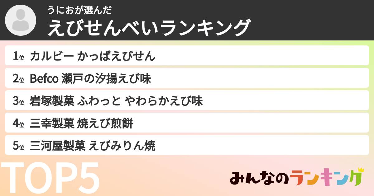 うにおさんの「えびせんべいランキング」