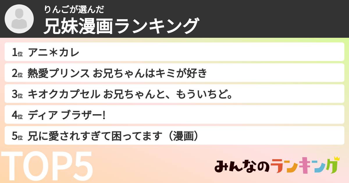りんごさんの「兄妹漫画ランキング」