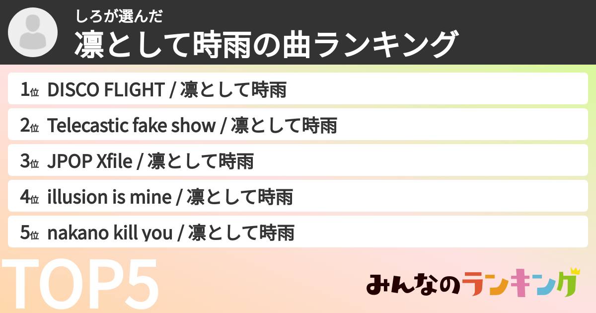しろさんの「凛として時雨の曲ランキング」