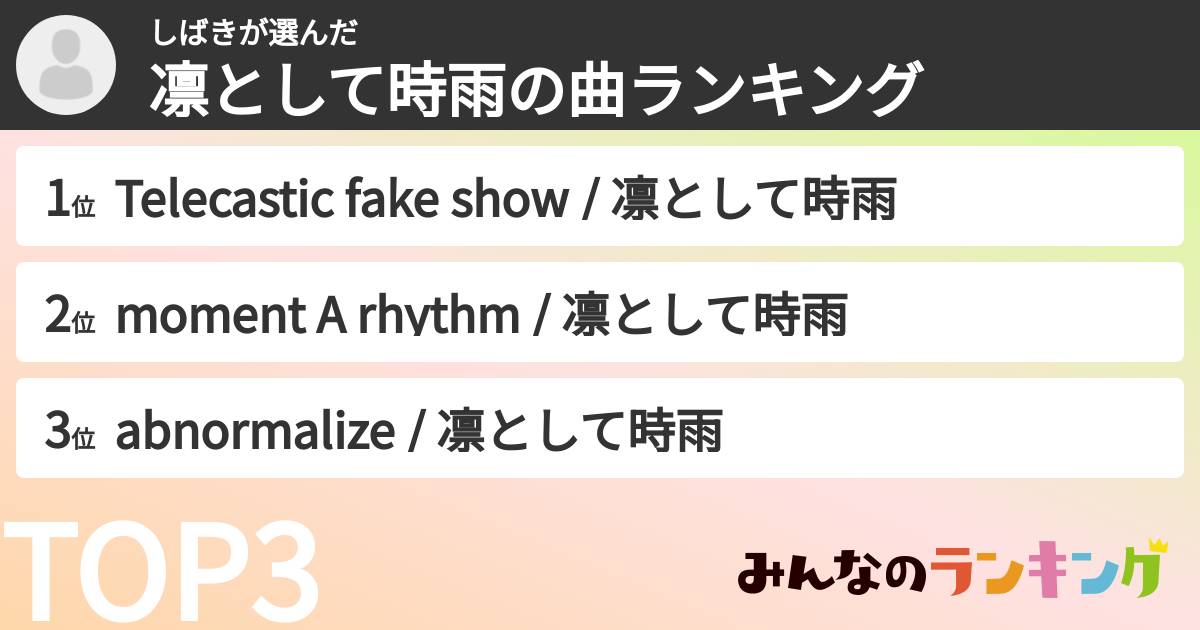 しばきさんの「凛として時雨の曲ランキング」