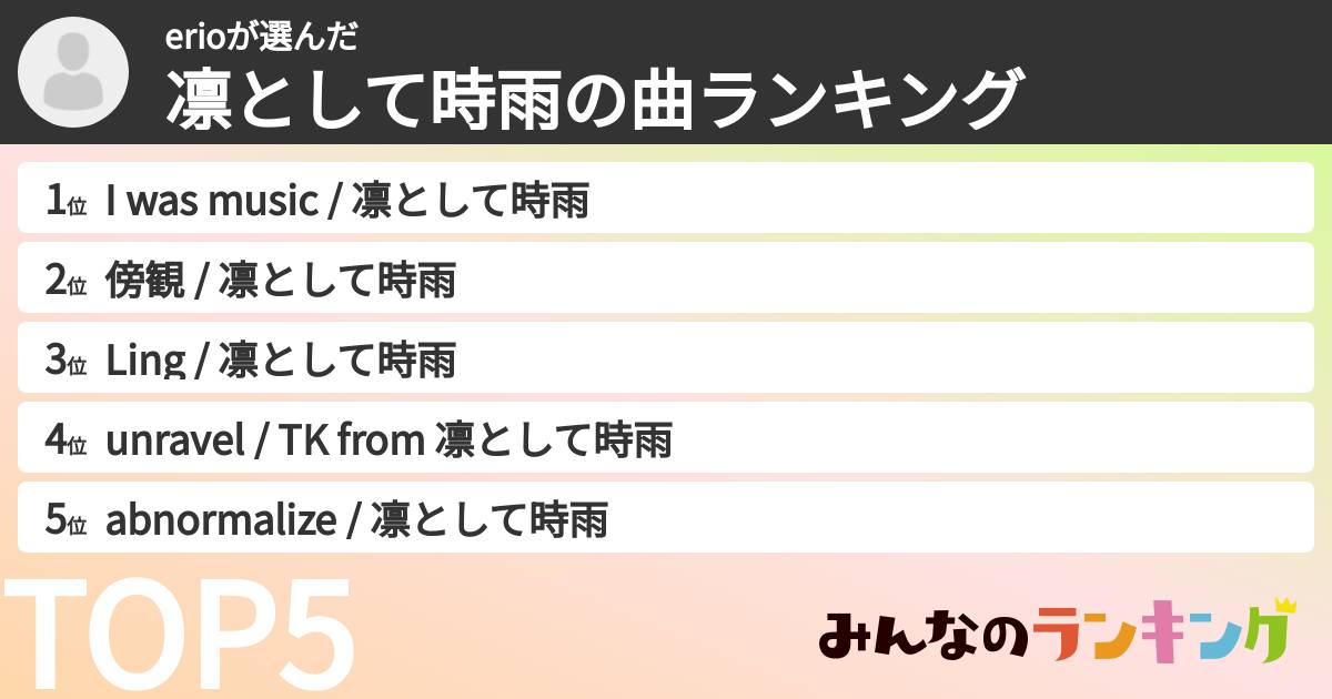 erioさんの「凛として時雨の曲ランキング」