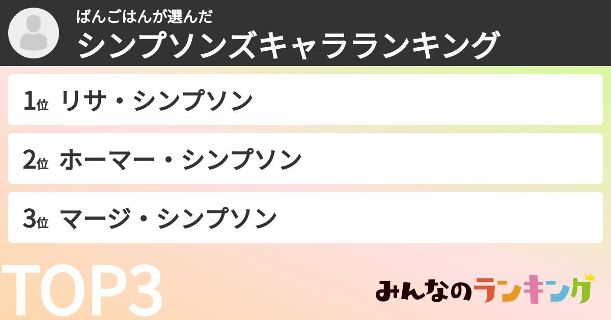 ばんごはんさんの「シンプソンズキャラランキング」