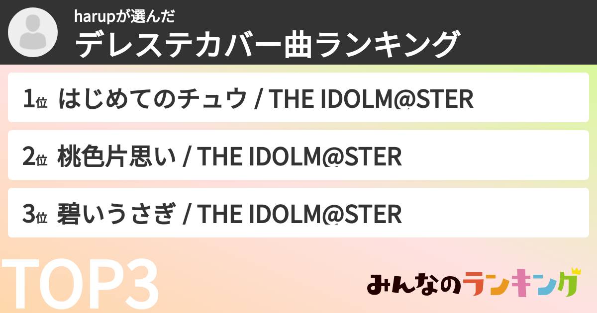 harupさんの「デレステカバー曲ランキング」