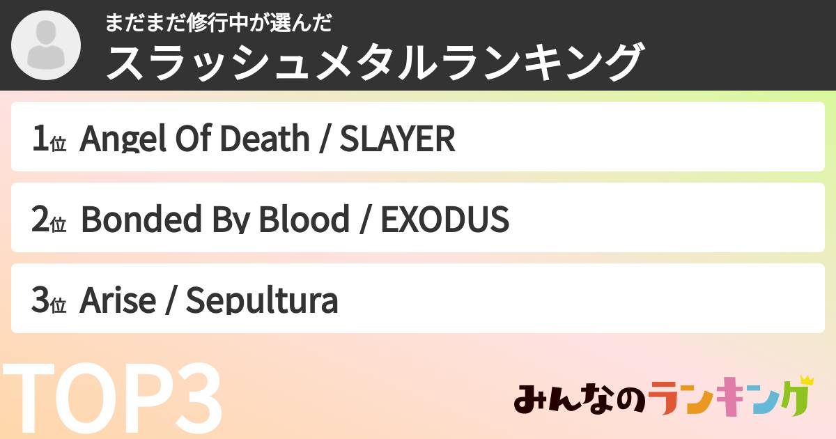 まだまだ修行中さんの「スラッシュメタルランキング」