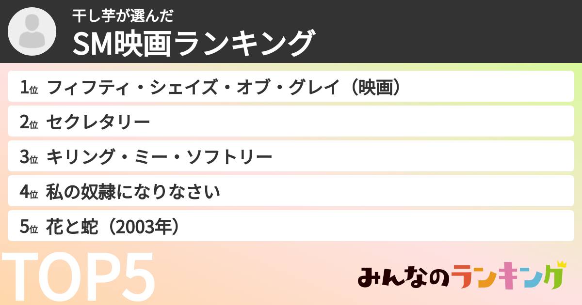 干し芋さんの「SM映画ランキング」