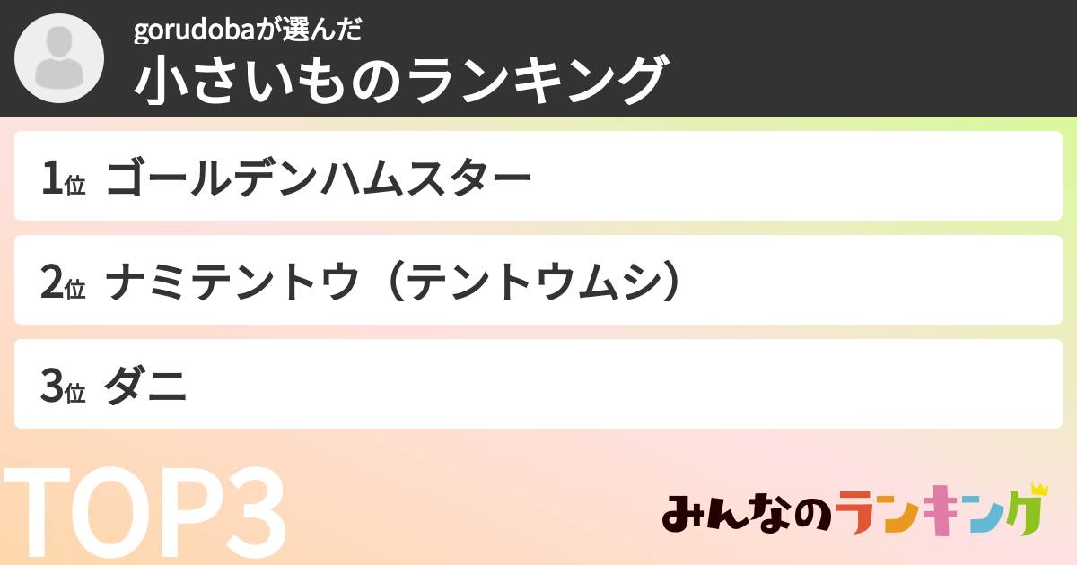 gorudobaさんの「小さいものランキング」
