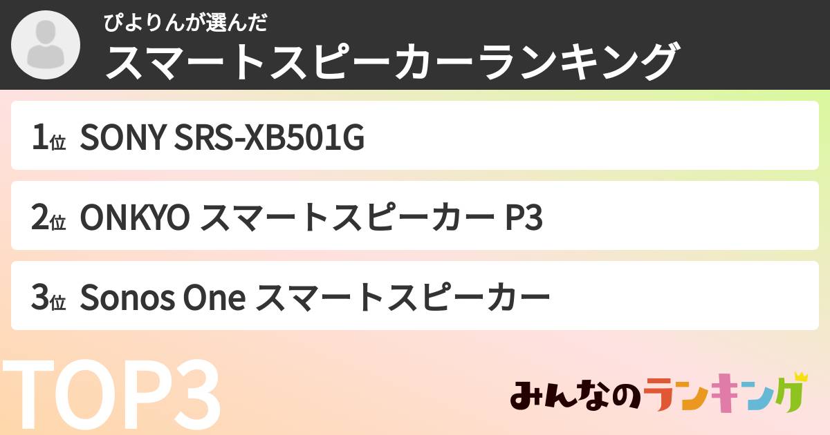 ぴよりんさんの「スマートスピーカーランキング」