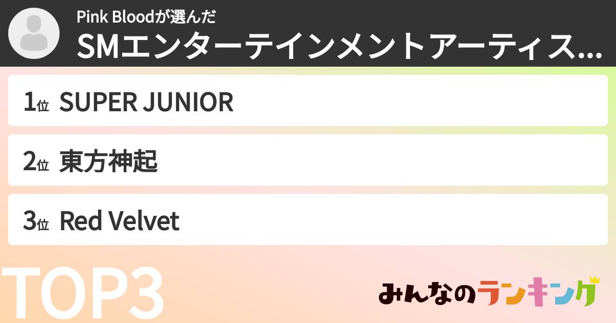 Pink Bloodさんの「SMエンターテインメントアーティストランキング」