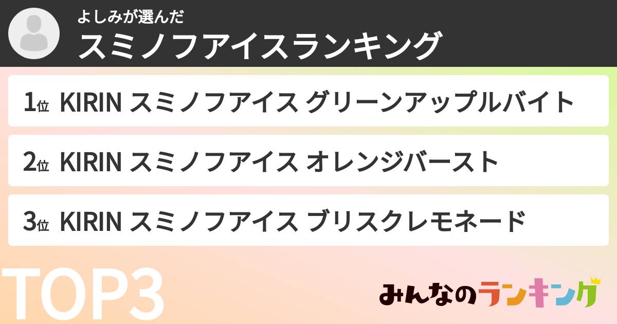 よしみさんの「スミノフアイスランキング」