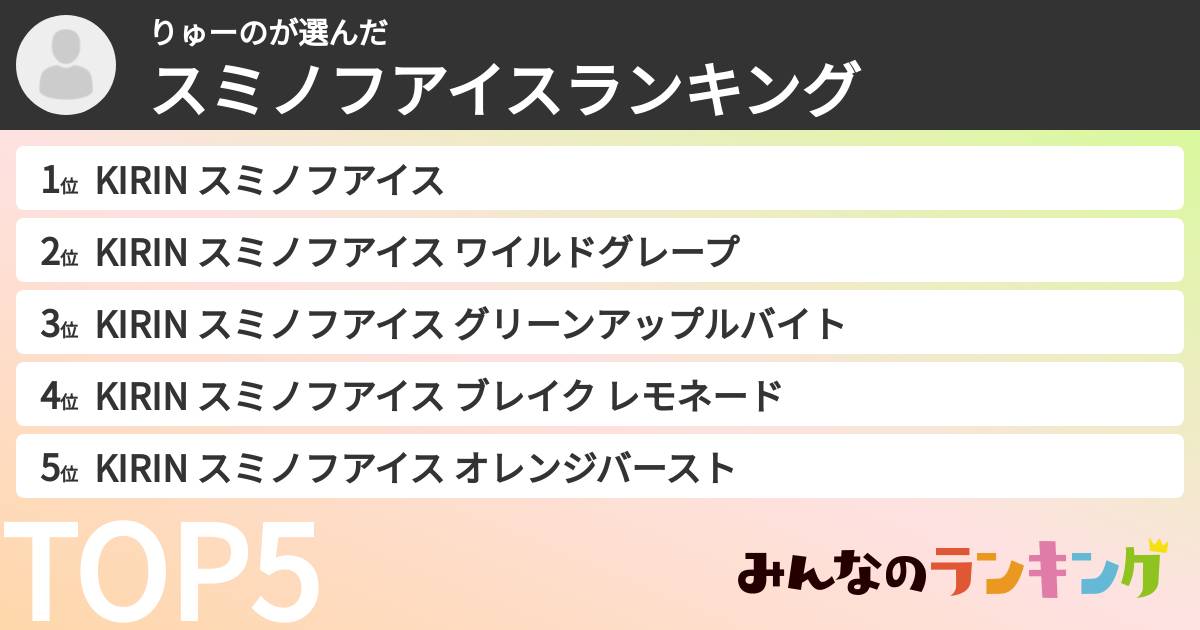 りゅーのさんの「スミノフアイスランキング」