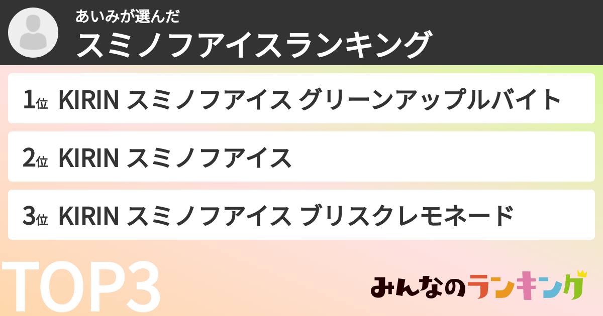 あいみさんの「スミノフアイスランキング」