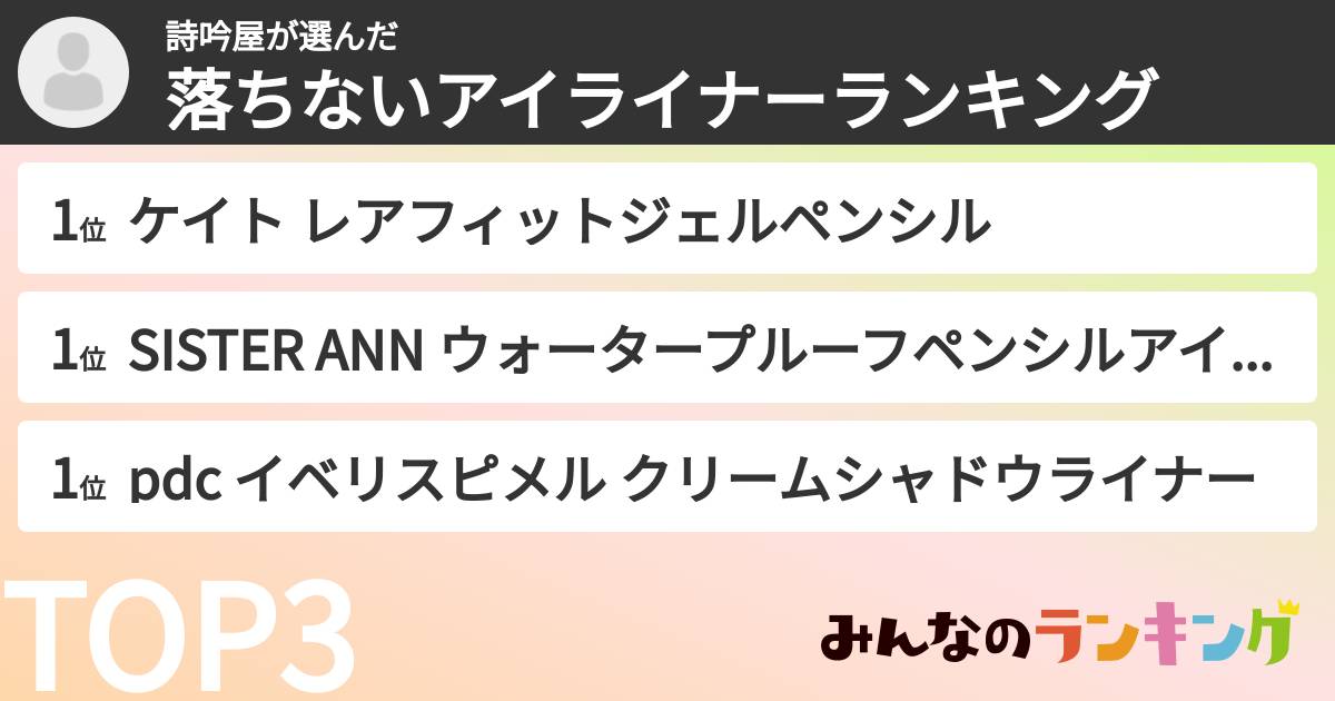 詩吟屋さんの「落ちないアイライナーランキング」
