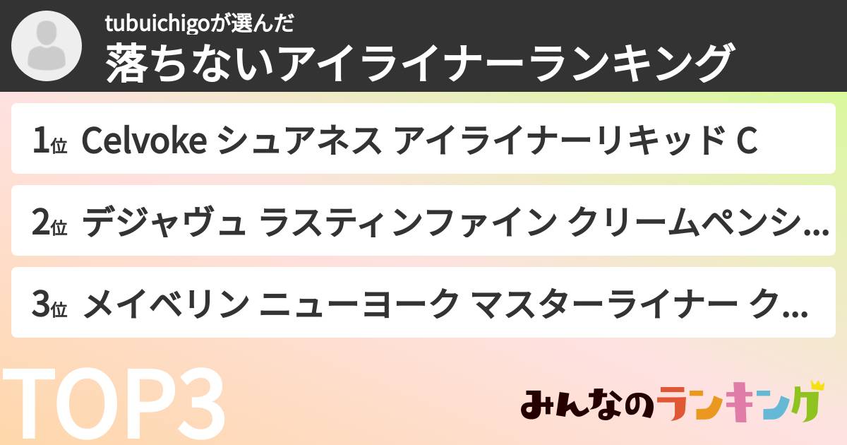 tubuichigoさんの「落ちないアイライナーランキング」