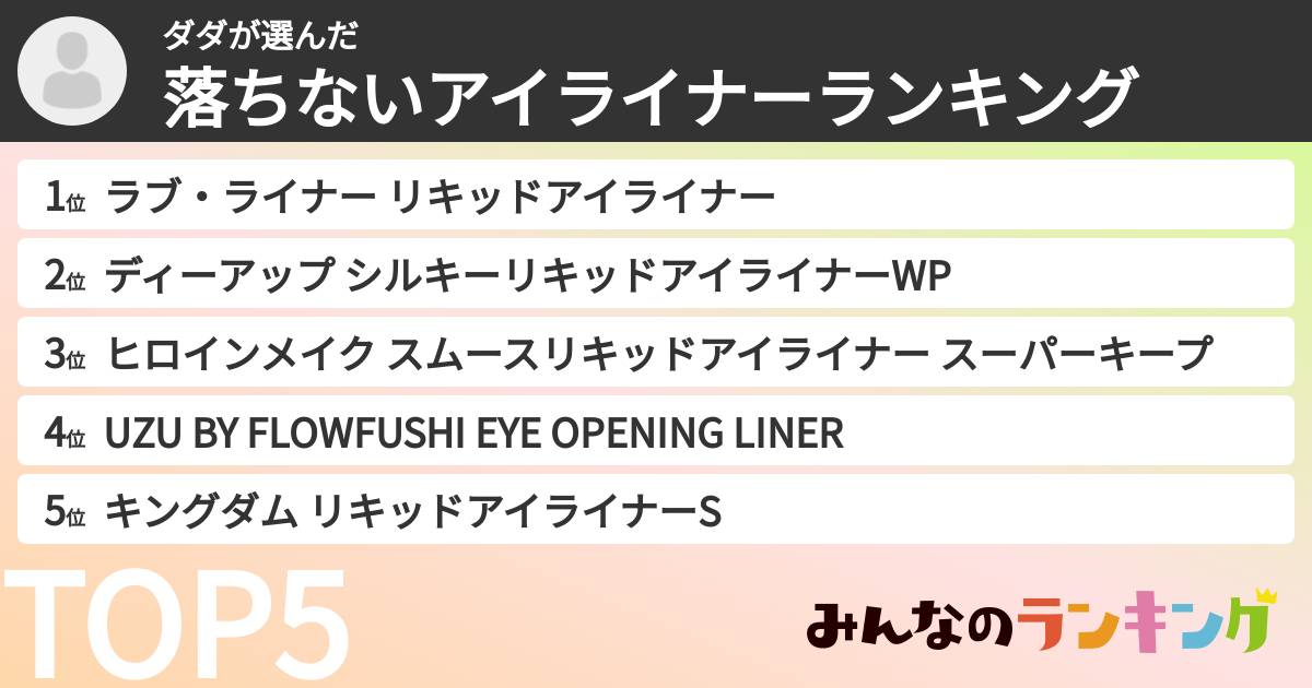 ダダさんの「落ちないアイライナーランキング」