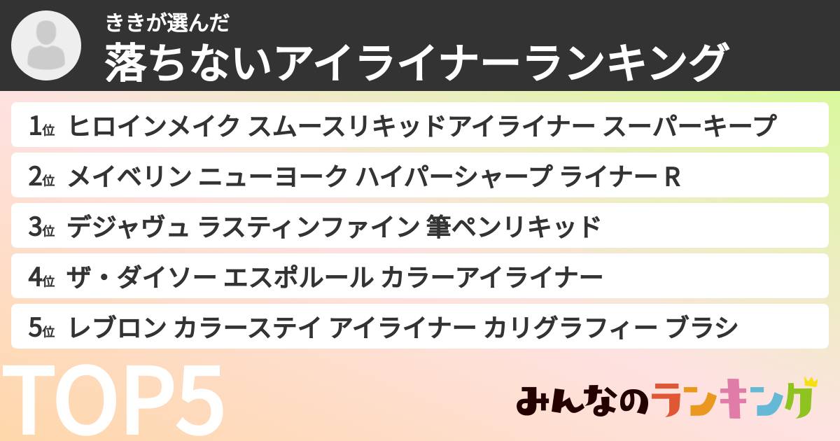 ききさんの「落ちないアイライナーランキング」