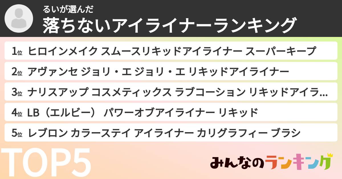 るいさんの「落ちないアイライナーランキング」