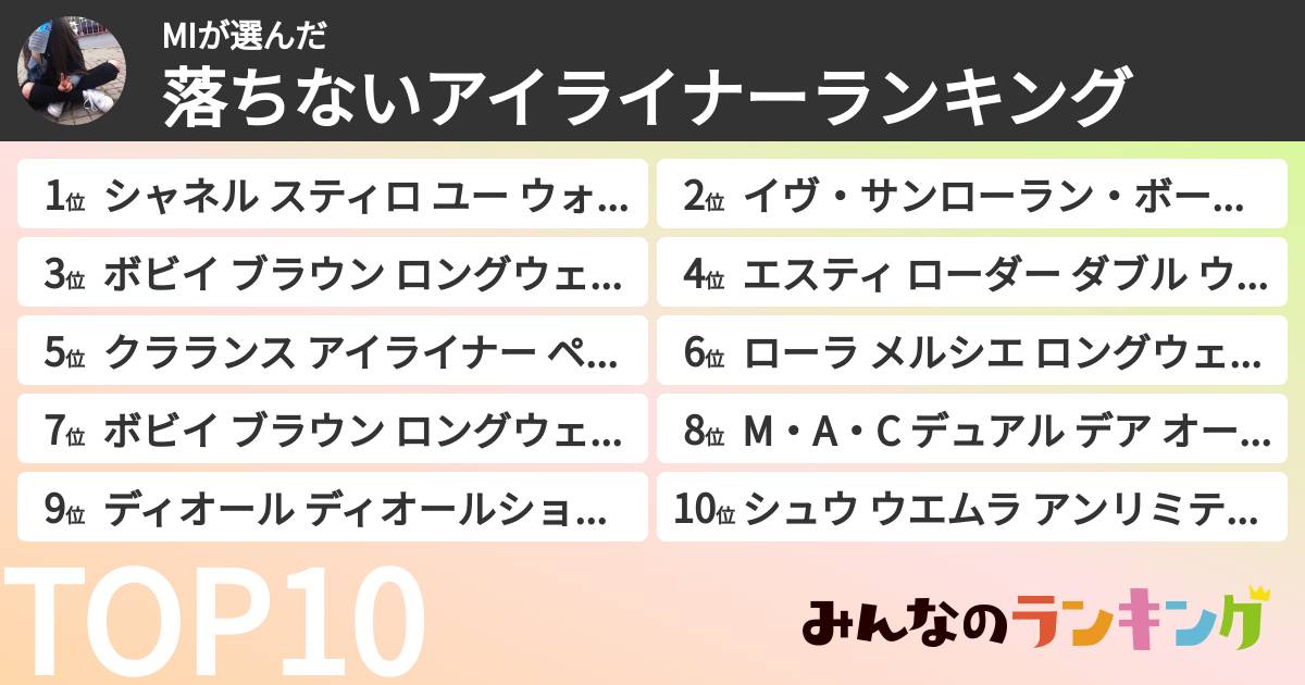 MIさんの「落ちないアイライナーランキング」