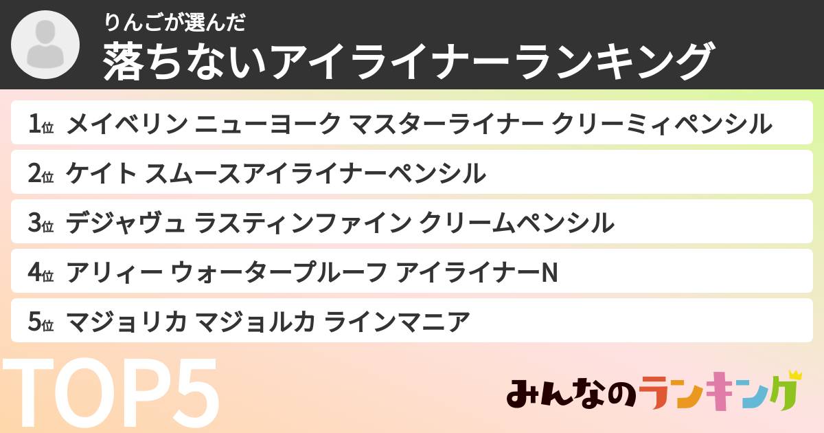 りんごさんの「落ちないアイライナーランキング」