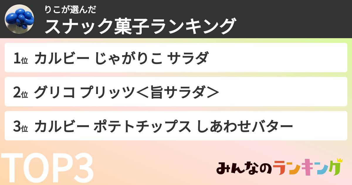 りこさんの「スナック菓子ランキング」