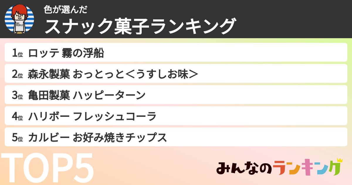 色さんの「スナック菓子ランキング」