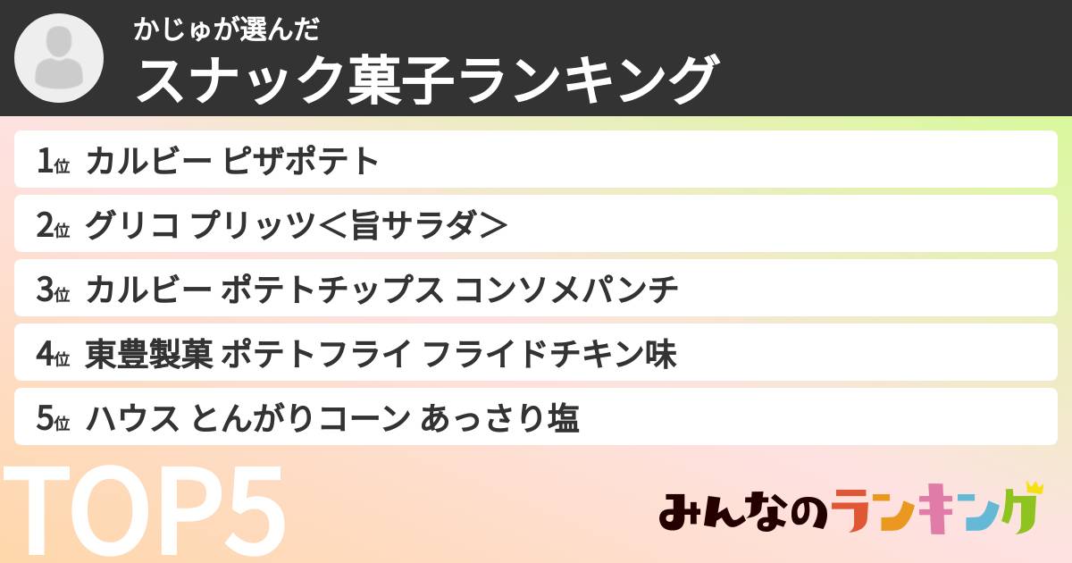 かじゅさんの「スナック菓子ランキング」