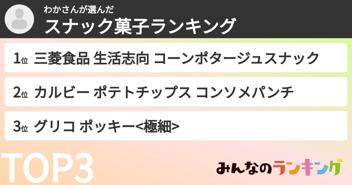 わかさんさんの「スナック菓子ランキング」