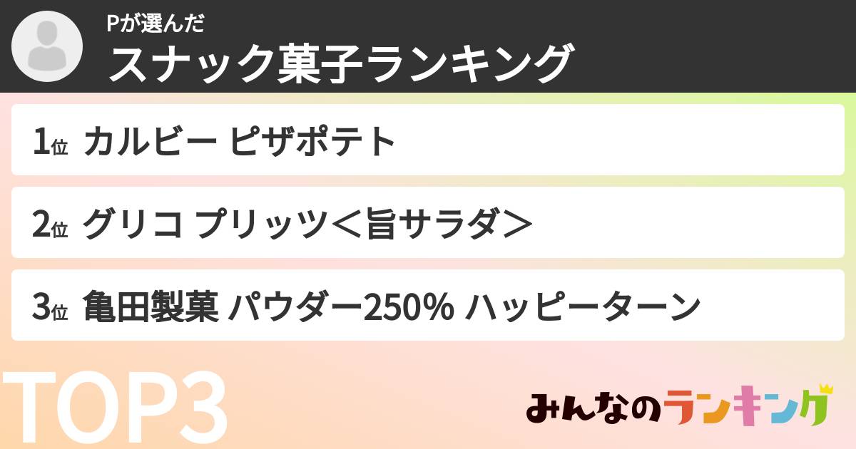 Pさんの「スナック菓子ランキング」