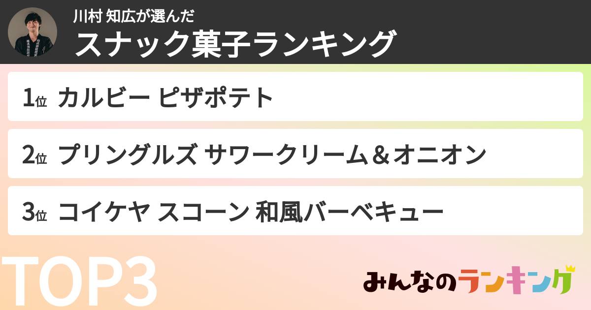 川村 知広さんの「スナック菓子ランキング」