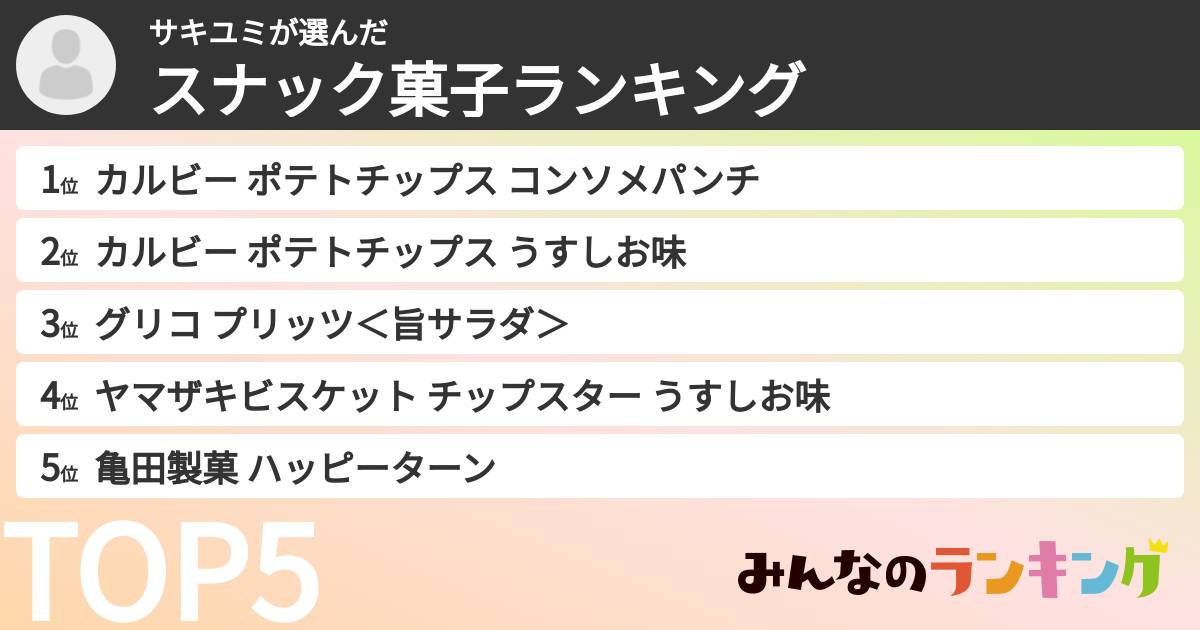 サキユミさんの「スナック菓子ランキング」