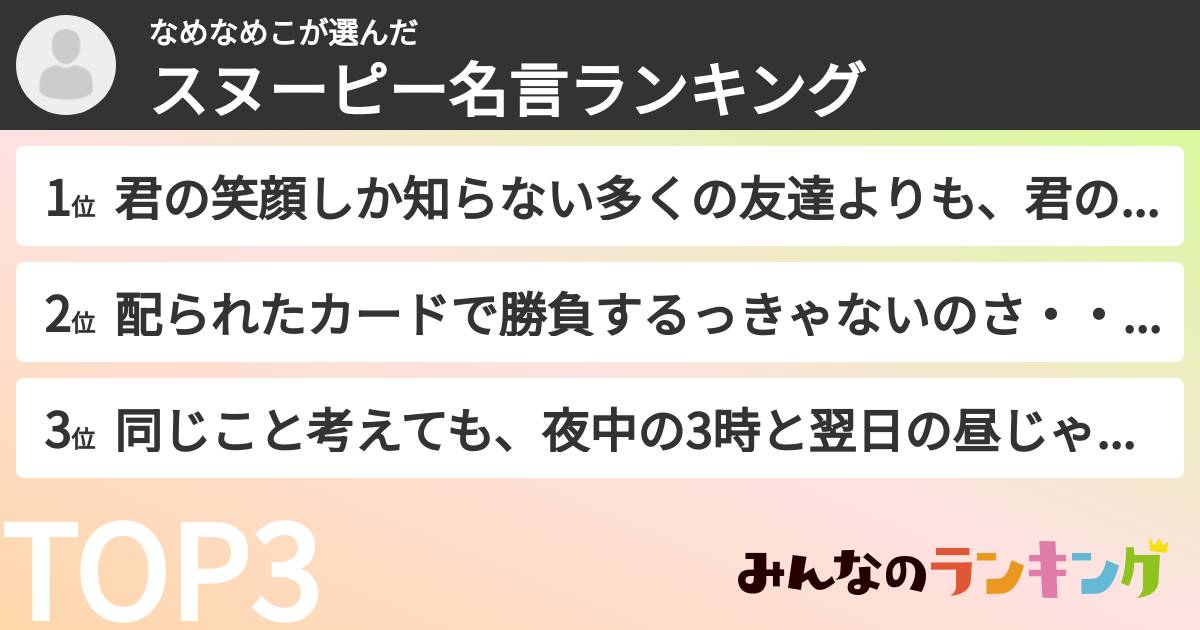 なめなめこさんの「スヌーピー名言ランキング」