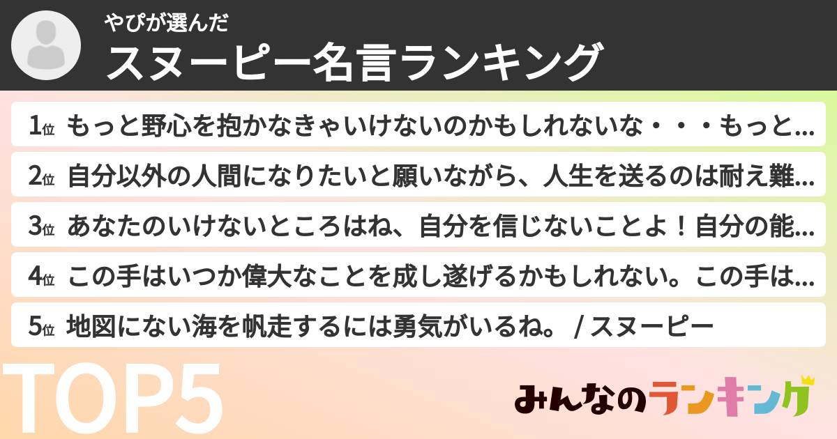 やぴさんの「スヌーピー名言ランキング」