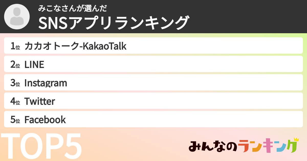 みこなさんさんの「SNSアプリランキング」