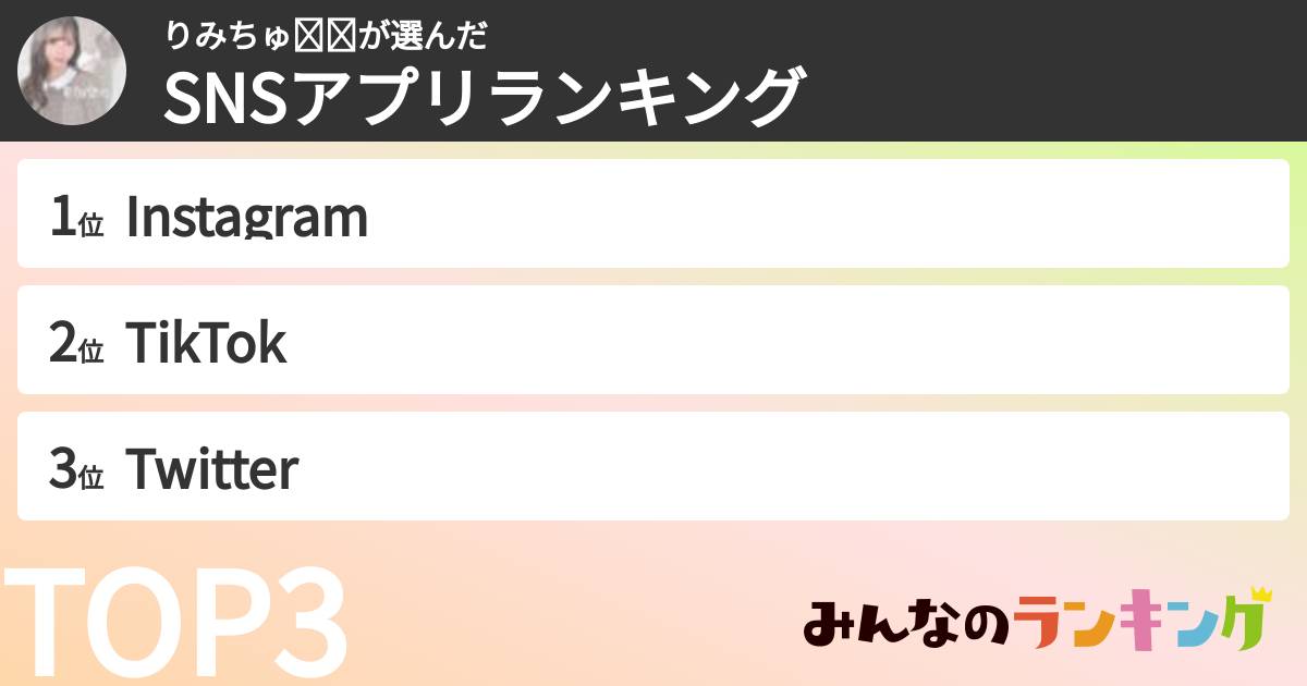 りみちゅ🦄︎💕︎さんの「SNSアプリランキング」