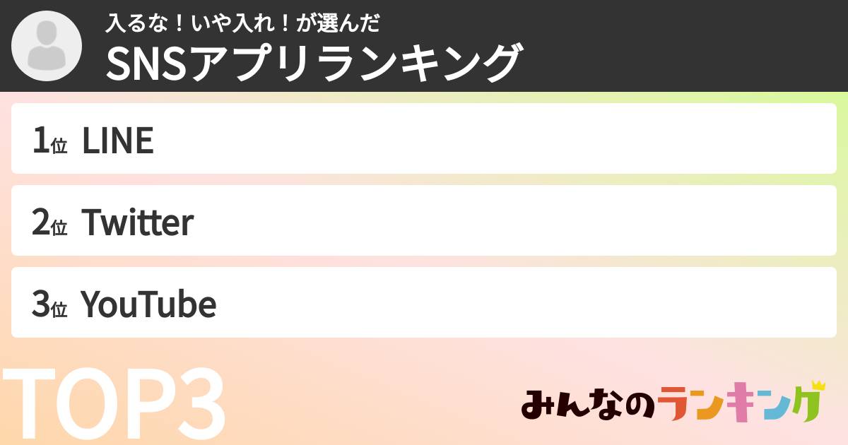 入るな！いや入れ！さんの「SNSアプリランキング」