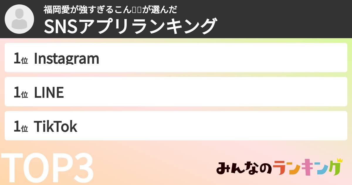 福岡愛が強すぎるこん💙🎧さんの「SNSアプリランキング」
